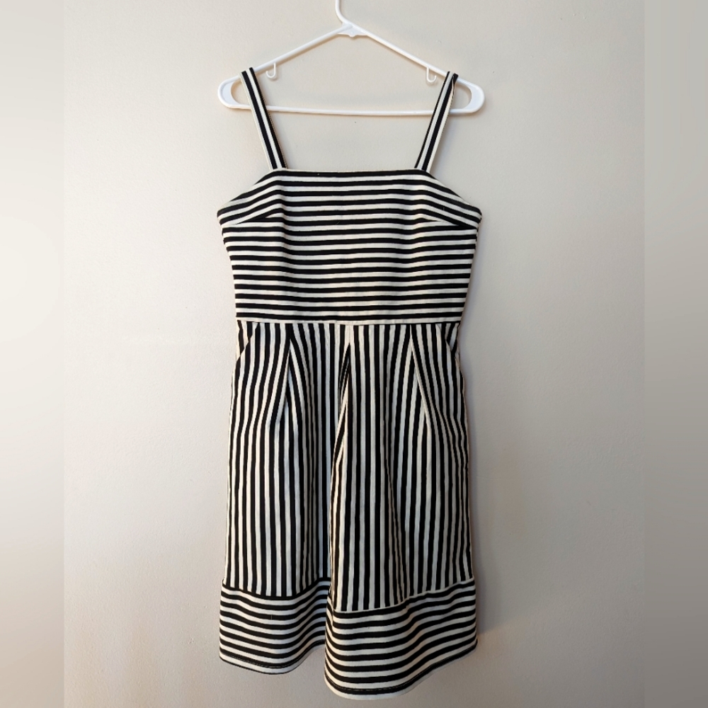 Brixon Ivy Black and White Striped Dress with Pockets